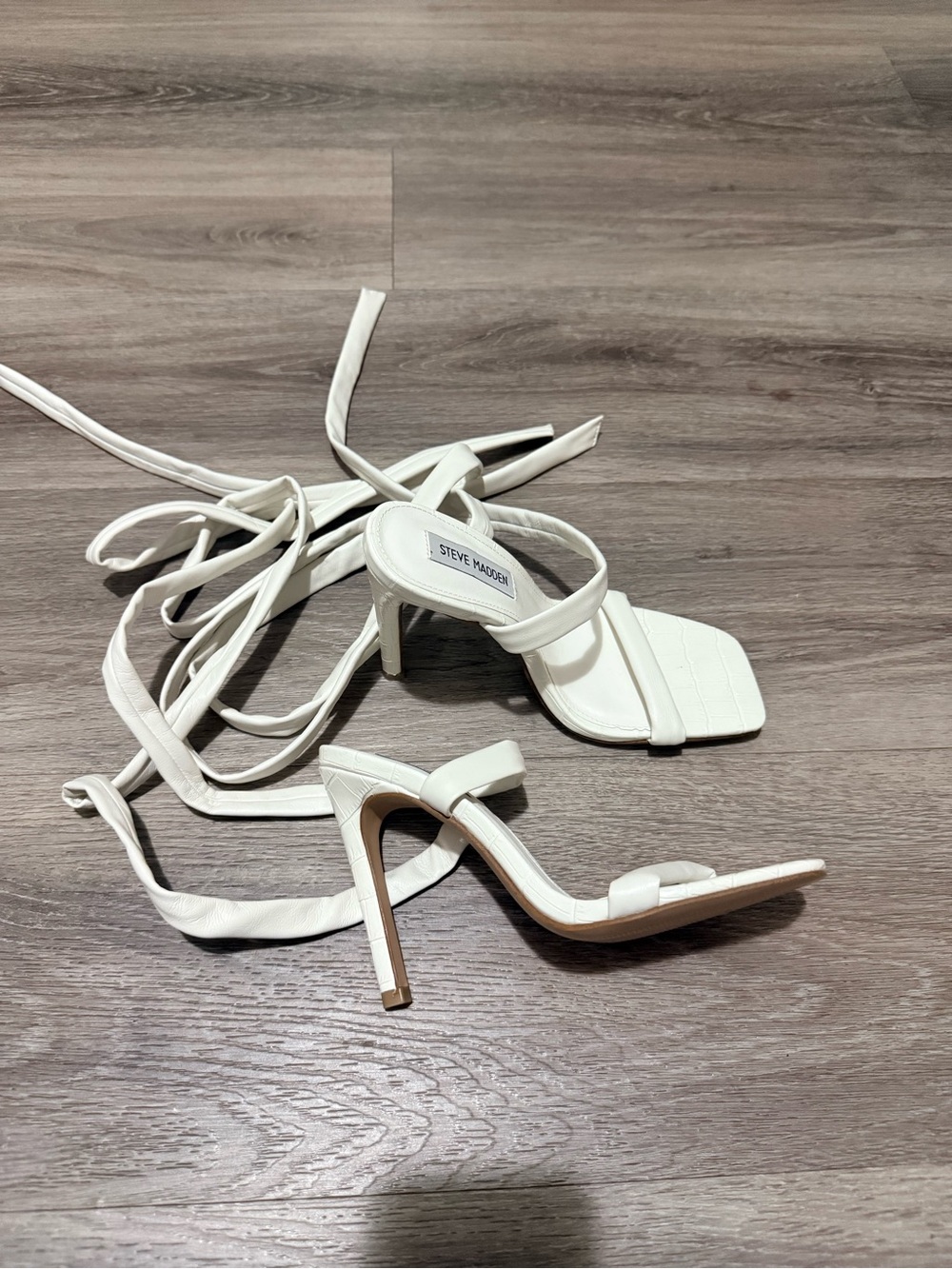Steve Madden White Strappy Lace-Up High Heel Sandals